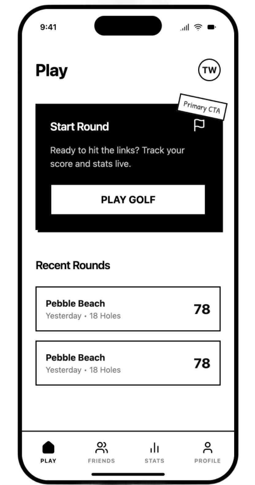 Play Screen Wireframe