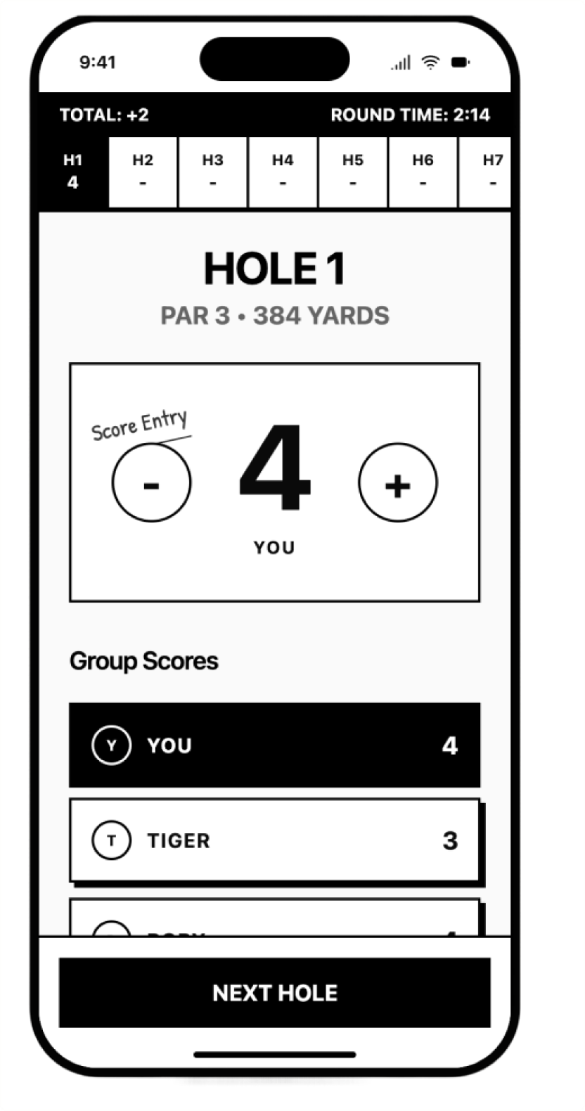 Score Entry Wireframe